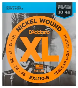 D Addario Cordas Para Guitarra D Addario Xl Nickel Wound Exl110-b .010-.046 Com Corda Extra Pl010