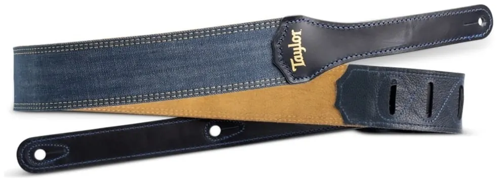Taylor Blue Denim 2" Guitar Strap - Gold Logo