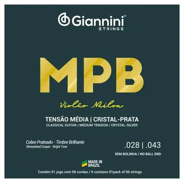 Giannini Encordoamento Para Violão Nylon Série MPB Cobre Prateado Giannini GENWS