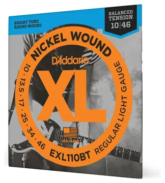 D'Addario EXL110BT Nickel Wound Electric Guitar Strings, Balanced Tension Regular Light, 10-46