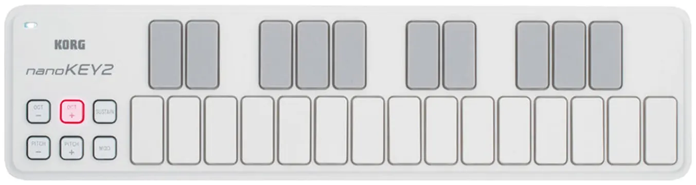 Korg nanoKEY2-WHT Tastiera USB-MIDI a 25 tasti, serie micro, ergonomica, Bianco