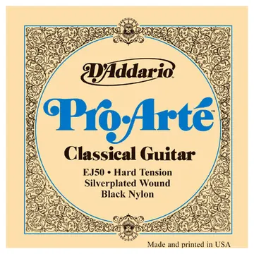 DAddario EJ50 Pro Arte Hard Tension Black E1-E6 Classic Guitar Strings. Saiten für Konzertgitarre