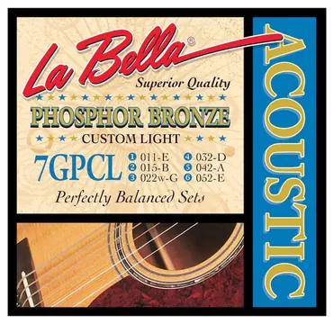 La Bella Encordoamento Para Violão Aço La Bella 11/52 7Gpcl Phosphor Bronze Custom Ligth