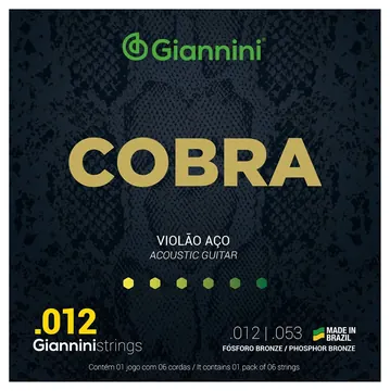 Cobra Encordoamento para Violão Giannini GEEFLKSF Série Cobra de Aço Fósforo Bronze 0.012