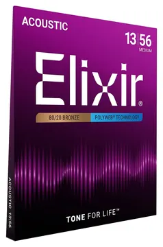 Elixir Acoustic Guitar Strings Elixir 11100 Bronze Polyweb 13-56 Medium 100% Genuine