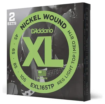 Bass Guitar Strings D'Addario EXL165TP XL Nickel Wound 45-105 Twin Pack