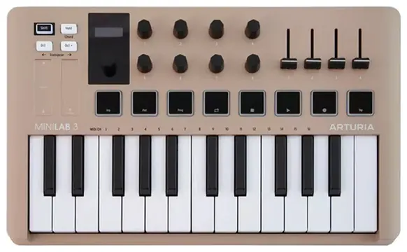 Arturia MINILAB 3 CHAMPAGNE Tastiera controller USB 25 tasti mini 8 Pad Rgb
