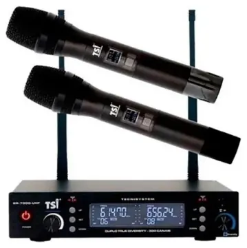TSI Microfone Sem Fio Duplo TSI BR-7000 UHF 300 Canais