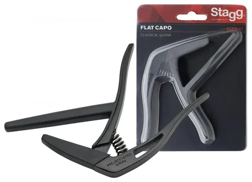 Stagg SCPX-FL BK Flat Trigger Capo black Kapodaster für Konzertgitarre (flaches Griffbrett)