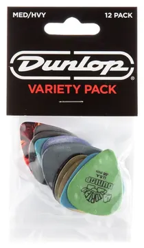 Dunlop PVP102-Pick Variety Pack, Medium-Heavy, Players Pack of 12