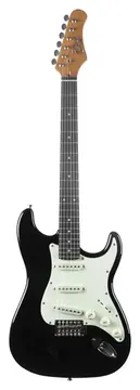 EKO ST300BK Chitarra Elettrica Black Con Battipenna IN Bianco Invecchiato