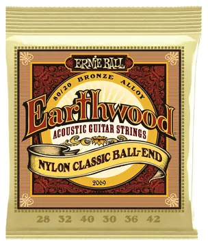 Ernie Ball Classical Guitar Strings 28-42 Ernie Ball Earthwood Folk Nylon, Clear Gold Ball End 100% Genuine