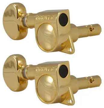 Grover 406G Mini Locking Rotomatics with Round Button - Guitar Machine Heads, 3 + 3 - Gold