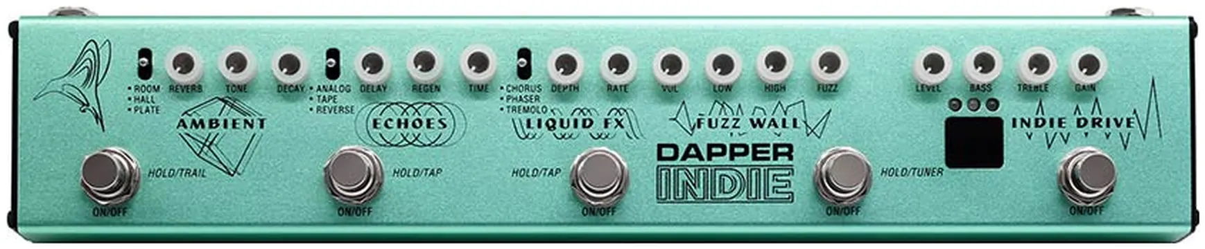 Valeton VES-5 effect strip INDIE with tuner + fuzz + echo + drive + modulation + reverb