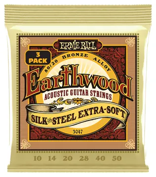 Ernie Ball 3047 Earthwood 80/20 Silk 010-050 3Pack Bonze. Saiten für Akustik-Gitarre