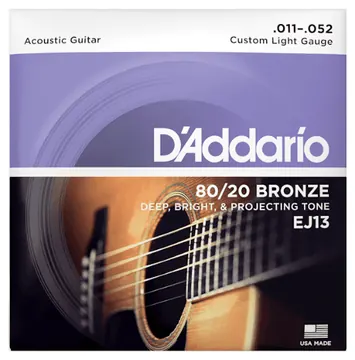 D'addario EJ13 80/20 (.11-.52) Acoustic Custom Light