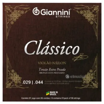 Giannini Encordoamento Para Violão de Nylon Giannini Clássico - Modelo Bronze 65/35 em Tensão Extra Pesada (GENWXPA)