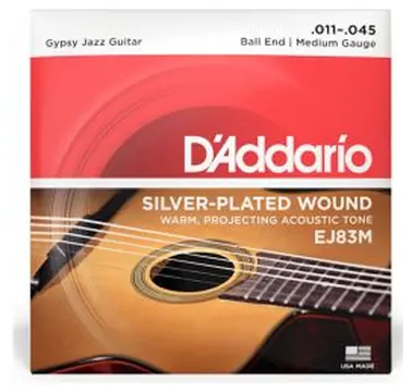 Corde acustica D'Addario EJ83M silver plated gypsy jazz ball end medium 11-45