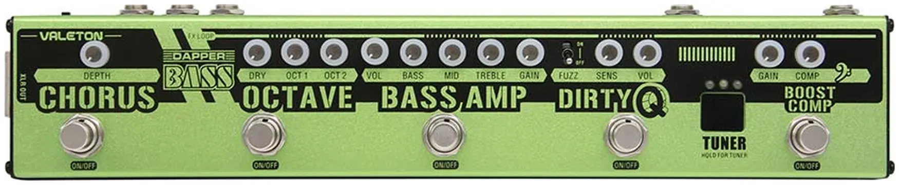 Valeton VES-2 Effect Strip DAPPER BASS Tuner + Chorus + Octaver + EQ + Fuzz + Compressor