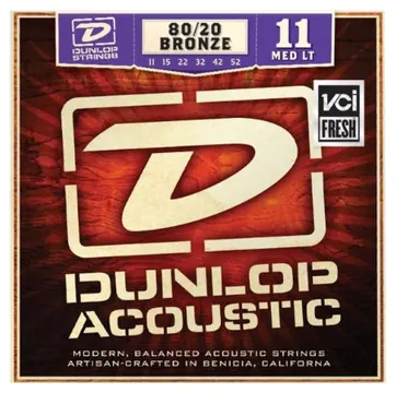 Dunlop Acoustic Guitar Brass String Set | Medium/Light
