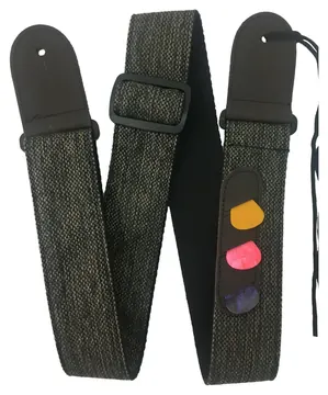 Rock You 2" Cotton/Linen Guitar Strap - Leather Ends - Mocha