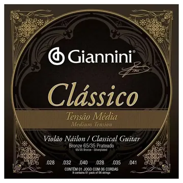 Giannini Encordoamento para Violão Giannini NY GENWPM 65/35 Prateado Media