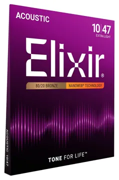Elixir 11002 Bronze Nanoweb Acoustic Strings 10-47 Extra Light 100% Genuine