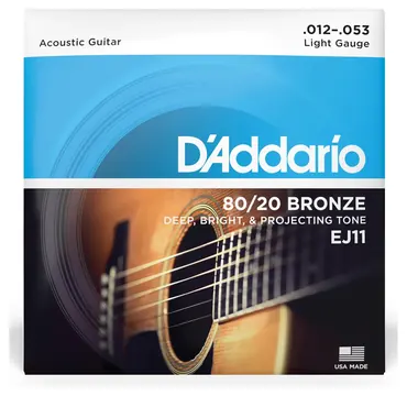 D'Addario EJ11 80/20 Regular Light 12-53 Gauge Bronze Acoustic Guitar Strings