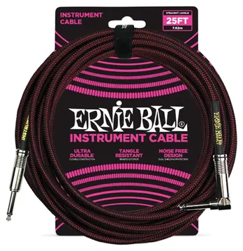 Ernie Ball - Braided BK/RD Angled/Straight