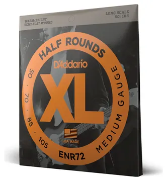 D'Addario ENR72 Half Round Bass Guitar Strings, Medium, 50-105, Long Scale