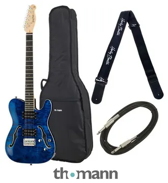 Harley Benton TE-90QM HH Trans Blue Bundle