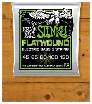 Ernie Ball Regular Slinky 5-String Flatwound Electric Bass Strings 45-130 Gauge