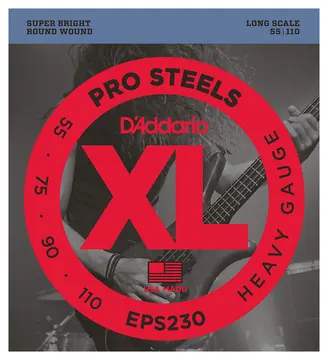D'Addario EPS230 XL ProSteels Heavy (.055-.110) Electric Bass Guitar Strings