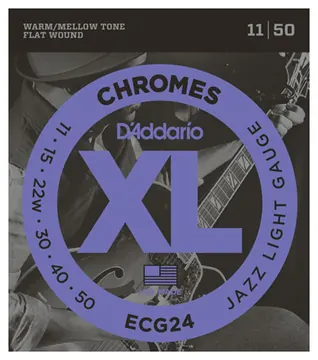 D'Addario ECG24 Chromes Jazz Light Electric Guitar Strings 11-50