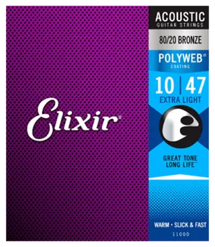 Elixir Polyweb Medium 11000 Acoustic Guitar Strings Phosphor Bronze