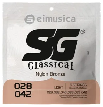 SG Encordoamento SG Violão Nylon Tensão Leve 65/35 Prata 028-042