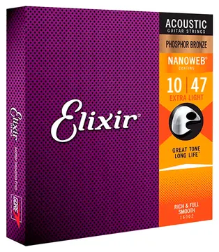 Elixir Strings Encordoamento Elixir para Violão Aço 010 Phosphor Bronze 16002