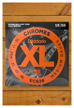 D'Addario ECG26 XL Chromes Flatwound Electric Guitar Strings Jazz Med 13-56