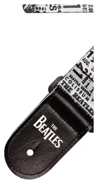 D'Addario Beatles 1964 US Tour Ticket Stubs Guitar Strap, Black and White