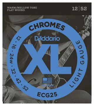 D'Addario ECG25 XL Flatwound Chrome Electric Guitar String 12 - 52