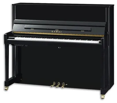 Piano Vertical Kawai K300 AXT3 Silent 122cm Preto Polido 3 Pedais