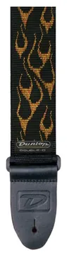 Dunlop D3811OY Courroie Nylon Motif Flamme Noir ET Jaune