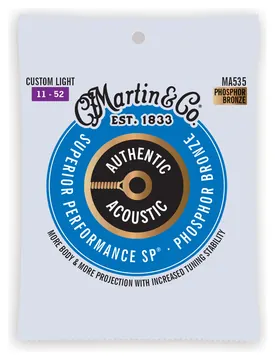 Martin Authentic Acoustic Superior Performance SP® Westerngitarre Phosphor Bronze Saitensatz - Custom Light 11-52