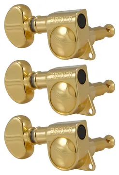 Grover 305G Mid-Size Rotomatics with Round Button - Guitar Machine Heads, 3 + 3 - Gold