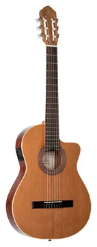 Ortega RCE180GT Traditional Thinline (Spanien) Nylon Elektro-Akustikgitarre inkl. Gigbag, natur