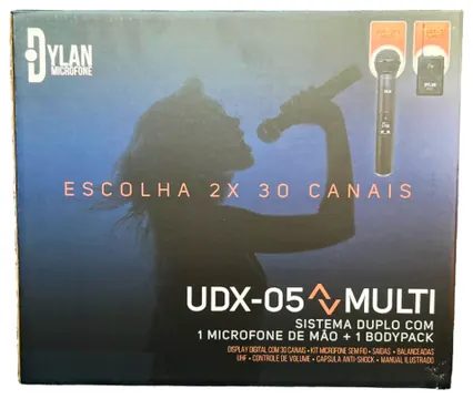 Dylan Microfone Sem Fio Dylan UDX05 Lapela Headset e um Bastão UHF