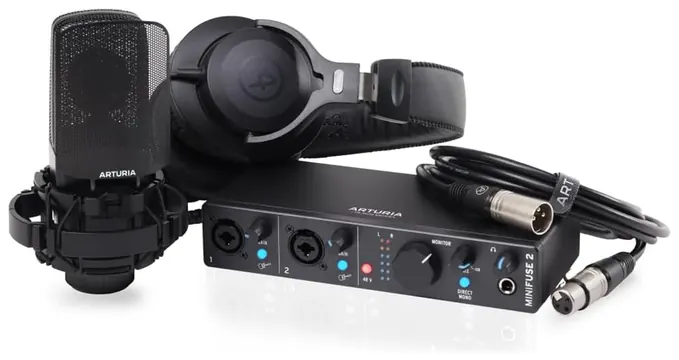 Arturia MINIFUSE RECORDING PACK BLACK MiniFuse 2 Int. Audio + Mic CM1 +Cuffe EF1