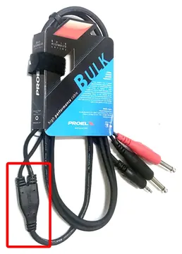 Proel BULK505LU3 Cavo audio nodo Y 2x Jack Mono 6.3mm a Jack Stereo 3.5mm, 3mt