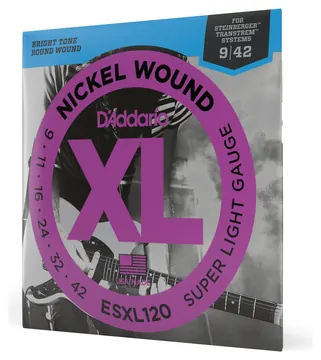 D'Addario ESXL120 Nickel Wound Electric Guitar Strings, Super Light, Double Ball End, 09-42
