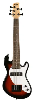 KALA Brand Music U-Bass Solid Body 5-String, Fretted - Tobacco Burst with Bag